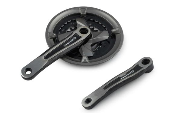 Звезды велосипедные (передние)   24/34/42T   (+2 шатуна L-170mm, квадрат, черные, с защитой)   (OKTALINK GRAY)