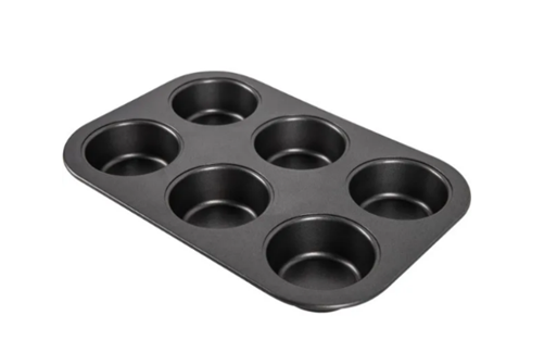Форма для выпечки мафинов GUSTO GT-3126 на 6 ячеек 26 x 17 x 2.8 см антипригарная форма для кексов Черный | Зображення 1