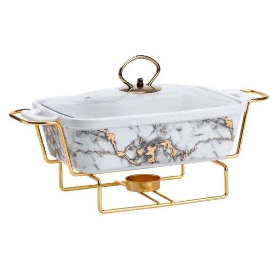 Марміт порцелянаовий 1 л зі скляною крішкою та підставкою з підігрівом HP1031 | Зображення 1