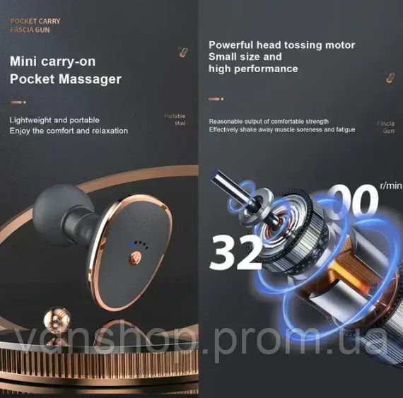 Портативний масажний міні-пістолет MGE-013 XL-566 | Зображення 4