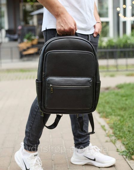 Чоловічий шкіряний рюкзак 41х31х16, універсальний міський наплічник для роботи та поїздок, офісна чоловіча сумка, чорний | Зображення 7