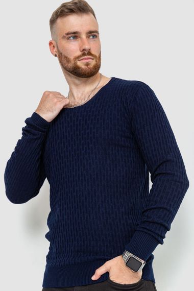 Светр чоловічий однотонний, колір темно-синій, 235R1394 | Зображення 2