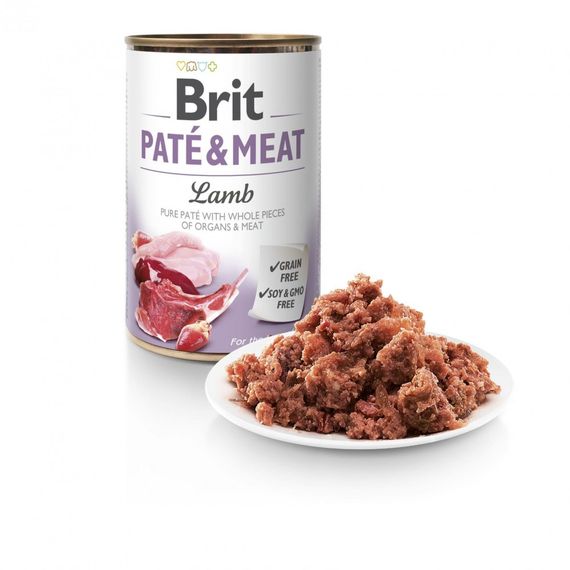 Корм вологий Brit Care Pate and Meat для дорослих собак з ягням 400 г | Зображення 1