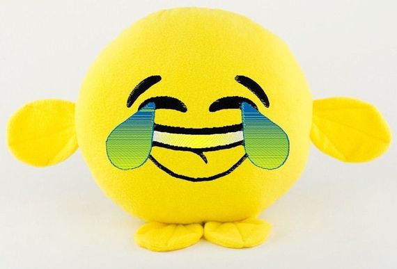 Подушка смайлик игрушка Emoji смех до слез 35 см флис желтый Olga Voichenko