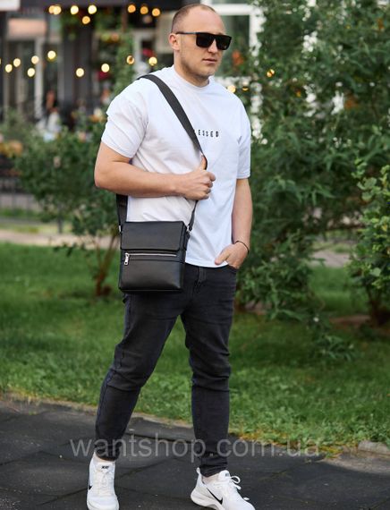 Мужская кожаная сумка мессенджер на плечо кожаная сумка барсетка Tiding Bag 70244 черная | Зображення 8