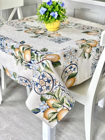 Скатертина гобеленова ALLOVER34395 Limaso, 137x260, Прямокутна, Лимони, З мікрофіброю, 74% поліестер, 23% бавовна, 3% акрил, Гобелен | Зображення 5