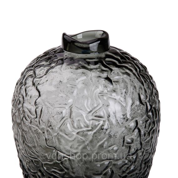 Ваза для цветов из стекла, декоративная круглая, 30 см, серая HP-1731 | Зображення 1