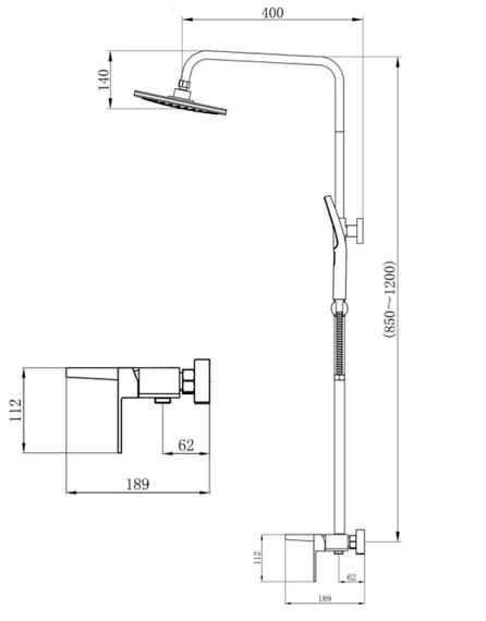 Душова система універсальна Qtap Gemini Black Matt з виливом QTGEM111BLM45686 | Зображення 1