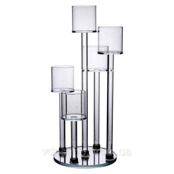 Подсвечник стеклянный на 5 свечей 16×38 см подсвечник декоративный прозрачный на ножке HP-4-14