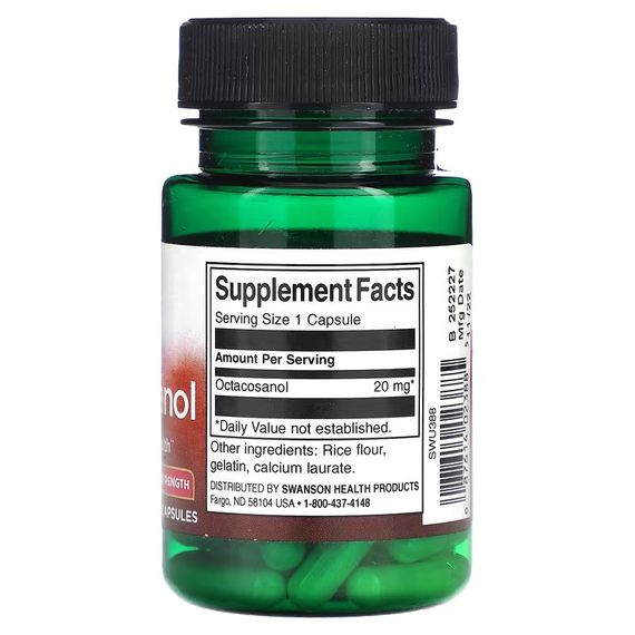Октакозанол Swanson Octacosanol Maximum Strength 20 mg 30 Capsules | Зображення 1
