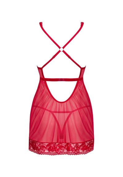 Еротичний червоний пенюар і стрінги Lacelove XS/S Sex Aura | Зображення 4