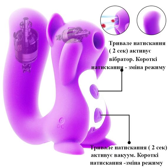Вибратор белочка с вакуумной стимуляцией (20 режимов) | Зображення 4