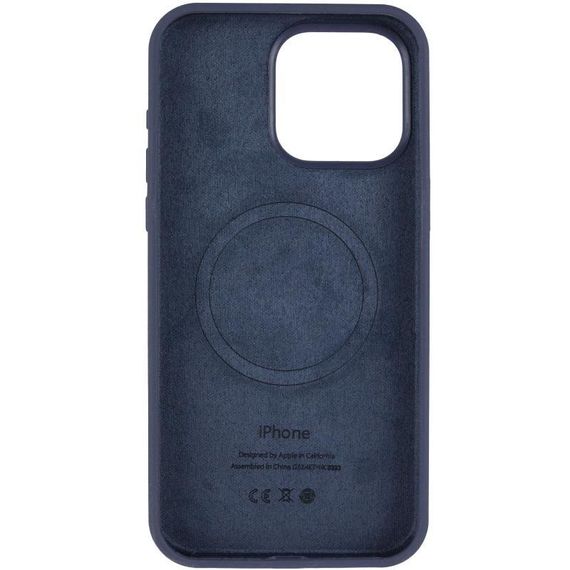 Чохол Silicone Case (AA) Logo with MagSafe для Apple iPhone 15 (6.1") Бежевий / Desert Gold Темно-синій / Midnight blue | Зображення 2