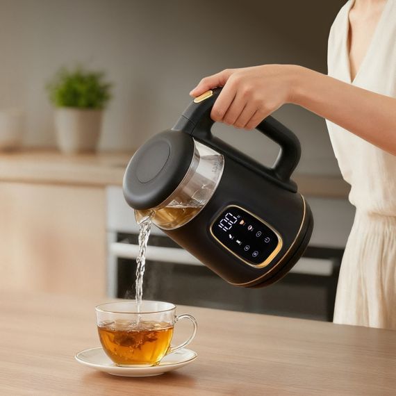 Електрочайник cкляний Adler AD 1305 чорний/золотий 1,7 л, 2200 Вт, з регулюванням температури | Зображення 8