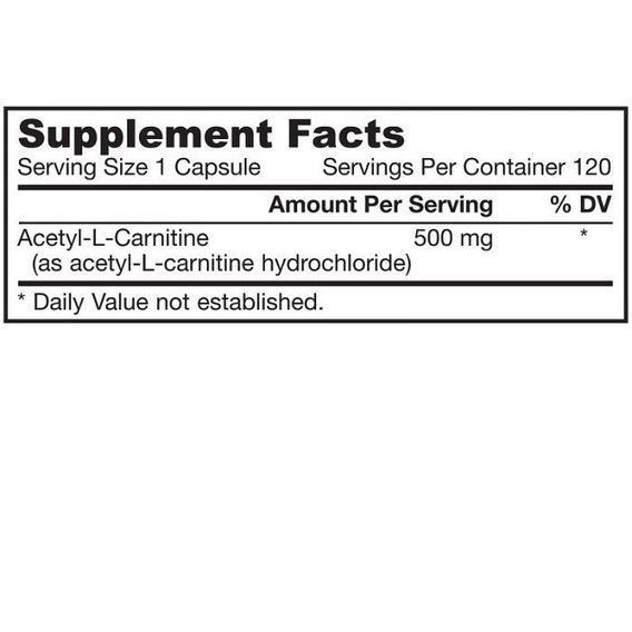 Комплекс Ацетил/Карнітін Jarrow Formulas Acetyl L-Carnitine 500 mg 120 Caps | Зображення 1