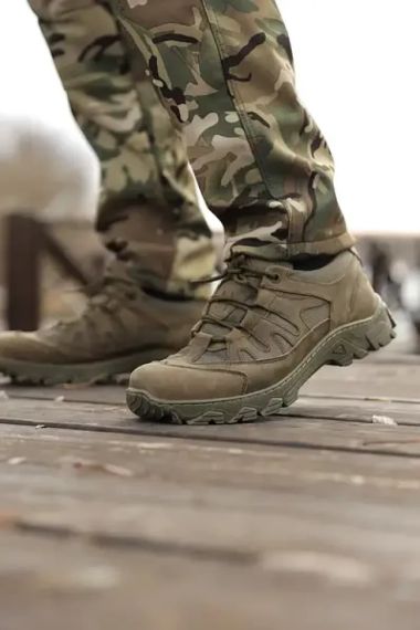 Тактичні літні  кросівки Crazy шкіра вставки Cordura олива | Зображення 5