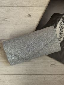 Женская сумка прямоугольная блестящая, конверт-клатч 20*11см Серебристая (3244)