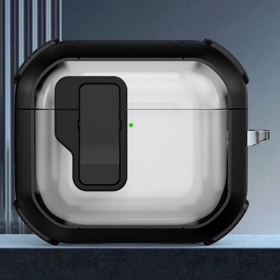Футляр противоударный Locking Button для наушников Airpods 3 Black | Зображення 1