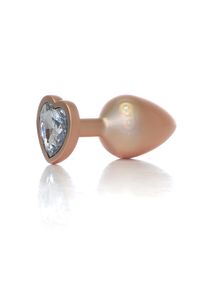 Анальна пробка B-Series Plug Jewellery Pearl Gold Heart, металева, прозора, M