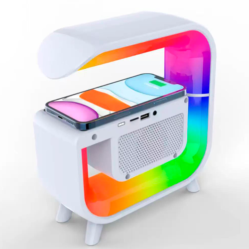 Акумуляторний RGB нічник G30, годинник, бездротова зарядка, Bluetooth колонка | Зображення 3