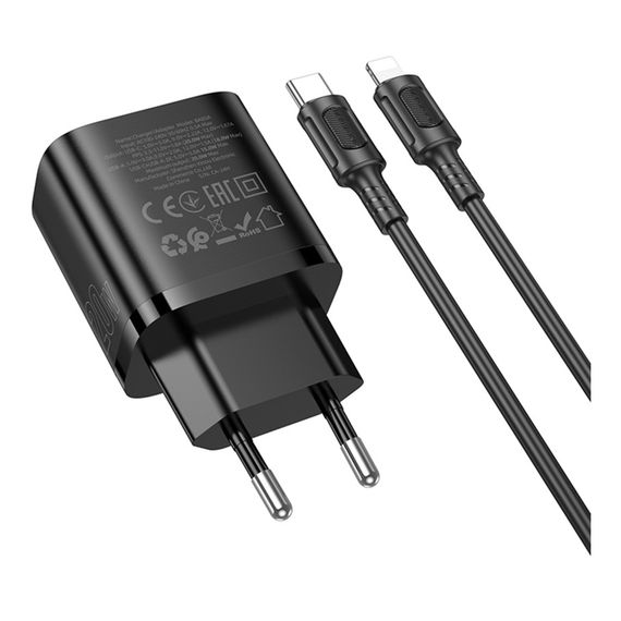 Сетевое Зарядное Устройство Borofone BA83A 1USB-C/1USB PD/QC 20W+Type-C to Lightning | Зображення 7