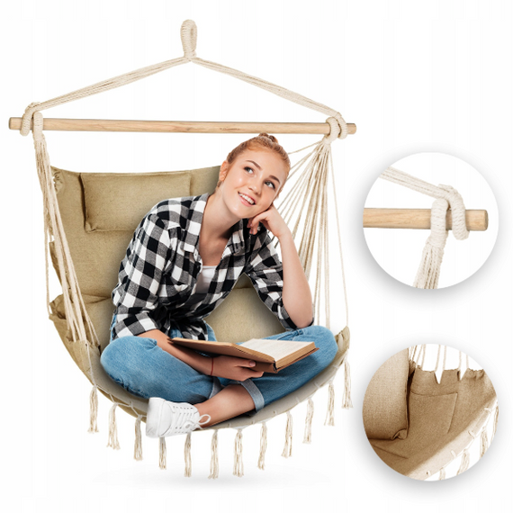 Бразильське крісло - гамак Outtec Boho Sois XXL бежевий | Зображення 1