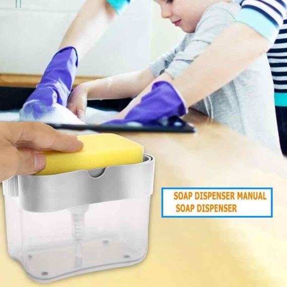 Органайзер для мочалок з мильницею та дозатором натискна Soap Pump Sponge Caddy | Зображення 3