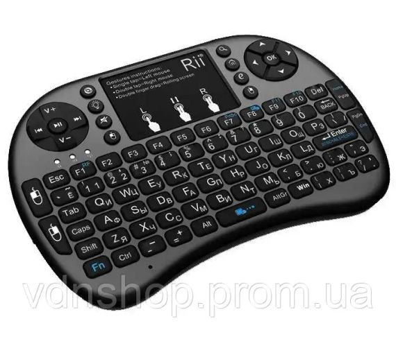 Бездротова міні клавіатура, російська з тачпадом та підсвічуванням UKC i8 2.4G для Smart TV, клавіатура пульт | Зображення 1