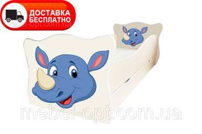 Дитяче ліжко Animal 6 Носоріг з висувною скринькою, вибір розміру спального місця