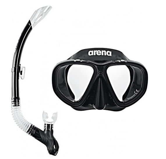 Набір маска і трубка Arena PREMIUM SNORKELING SET чорний OSFM ‎3468336174364