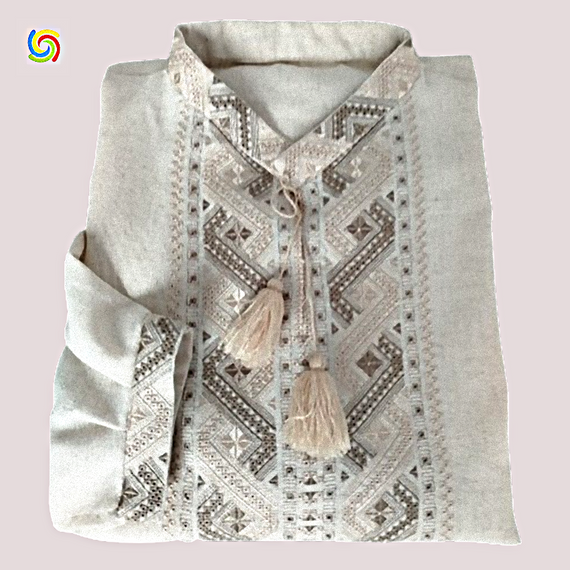 Рубашка Украинская вышиванка  327911 цвет серый размер XXL/3XL