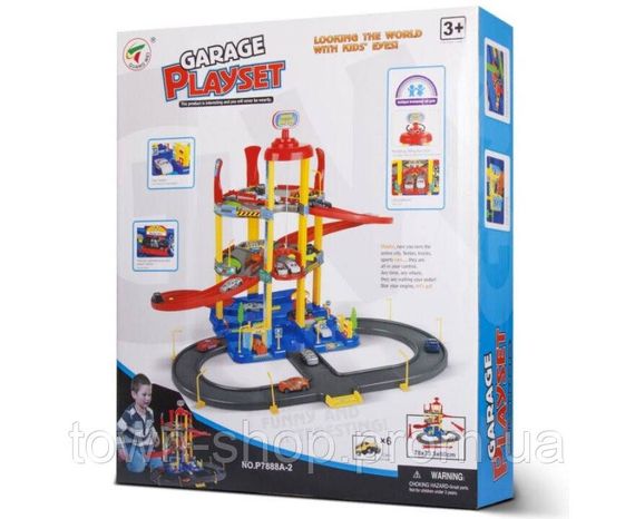 Игрушечный паркинг с лифтом P7888A-2 машинки в наборе | Зображення 1