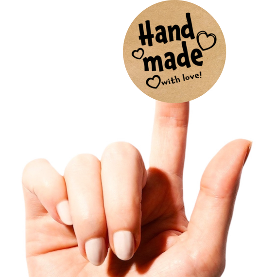 Этикетка круглая крафт "Handmade 02​", Диаметр 50 мм, 250 шт/рулон, Viskom | Зображення 1
