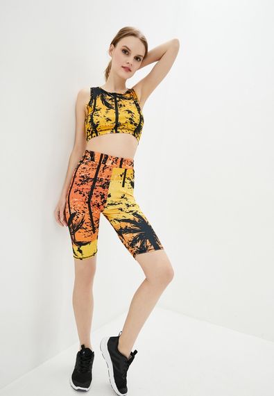 Спортивні шорти велосипедки  4Profi з принтом "Тропік" помаранчевий розмір L дайвінг 17890 | Зображення 3