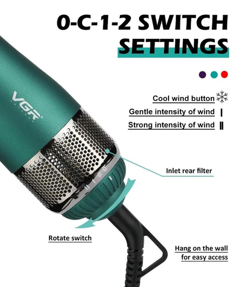 Фен-стайлер VGR V-474 Blue Professional 4 в 1 1400 Вт (46277-V-474_2245) | Зображення 3