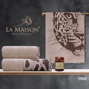 Подарочный набор полотенец La Maison, 3 шт. со свечой Tigle Kahve