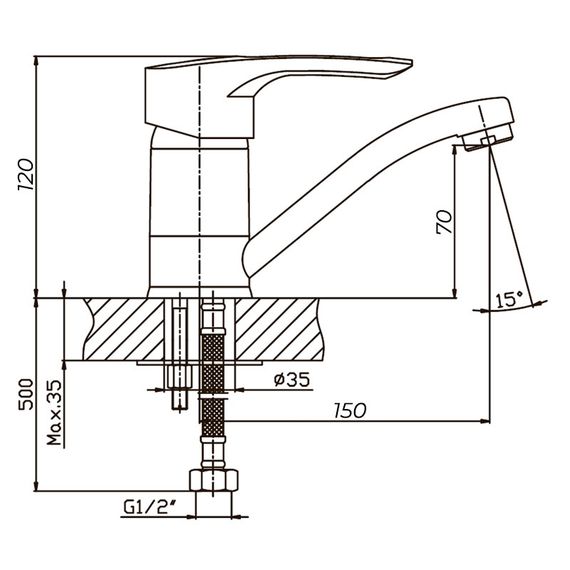 Змішувач для умивальника Haiba HANSBERG 004 (вилив 15 см) (HB0191) | Зображення 1