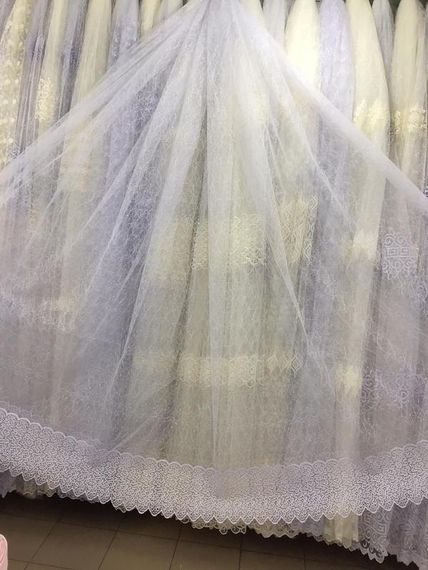 Тюль павутинка, гардини, білий однотонний фатин з вишивкою для спальні, вітальні, зали