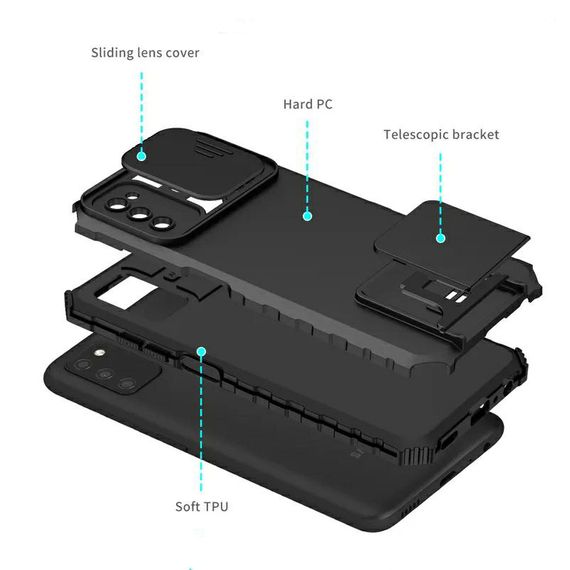 Чохол Kickstand із захистом камери для Samsung Galaxy A03s колір Синій | Зображення 2