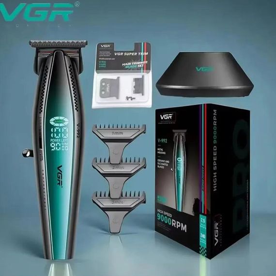 Машинка для стрижки волосся з потужним мотором XPRO VGR V-992 GREEN з насадками 1-2-3 мм | Зображення 4