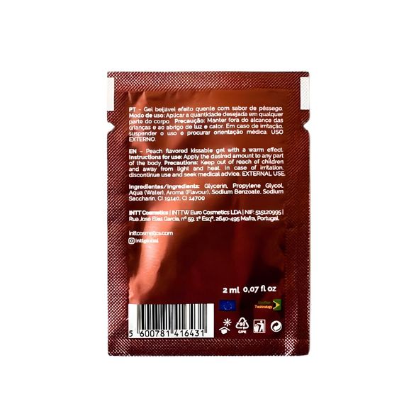 Пробник гелю для оральних пестощів з зігрівальним ефектом INTT Lick Me Kissable Gel Peach 2 мл | Зображення 1
