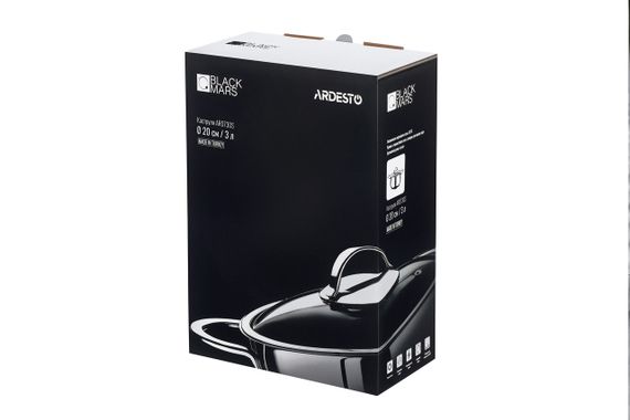 Кастрюля Ardesto BLACK MARS, стеклянная крышка, 3 л, нержавеющая сталь (AR0730S) | Зображення 6