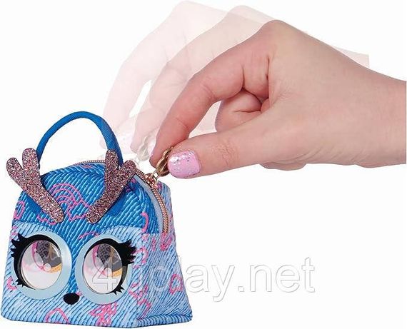 Мини-сумочка-питомец Олененок с функцией закатывания глаз Purse Pets Micros Denim Deerie Stylish Small Purse | Зображення 4