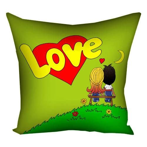Подушка габардинова з принтом Love is (салатова) 50x50 см (5P_17LV003)