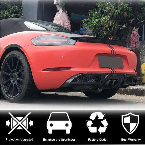 Дифузор заднього бампера V1 (2016-2019, Карбон) для Porsche Boxster/Cayman 982 (718) 2016- рр | Зображення 2