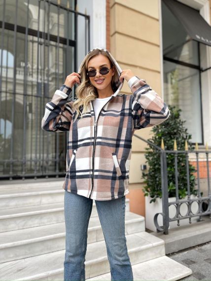 Женская теплая флисовая рубашка в клетку ALI302 цвет мокко, размер 42/46 | Зображення 4