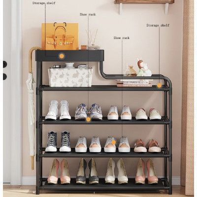 Полиця для взуття Multifunctional Storage Shoe Rack 5 полиць Чорний | Зображення 4