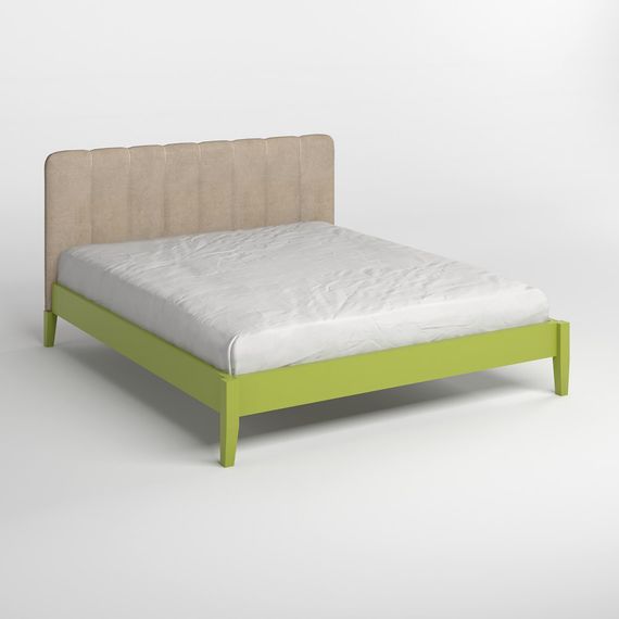 Двоспальне дерев&#039;яне ліжко Mebigrand Лондон ДК Лайм (S3050G70Y)/Аляска 23 (Бежевий) Б1 160х200 см (MBG-6497) | Зображення 1