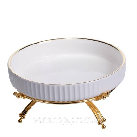 Фруктовниця порцелянова на металевій підставці Ø20 (см) кругла Золото LB-1570G | Зображення 2