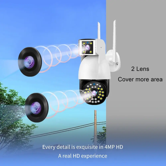 Беспроводная Камера DUAL CAMERA P12 WIFI IP 360/90 V380PRO 3+3.0mp Поворотная Уличная с Датчиком Движения | Зображення 3